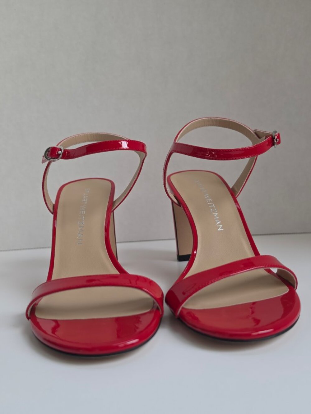 STUART WEITZMAN Babette 85 Block-Heel Sandal Cherry Size 8.5AA NWT and Box - Picture 4 of 8